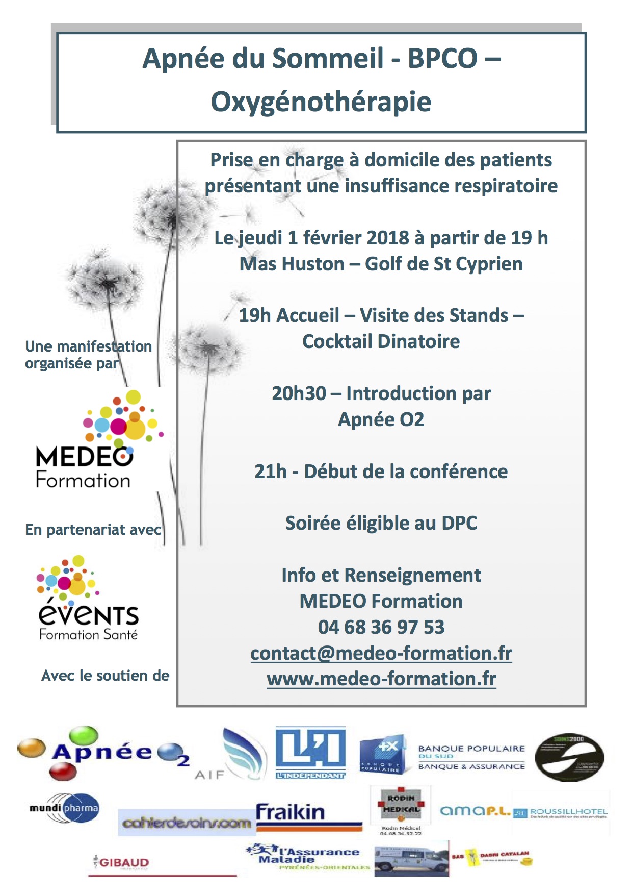 1 Février 2018 – Congrès BPCO – Apnée du Sommeil – Oxygénothérapie